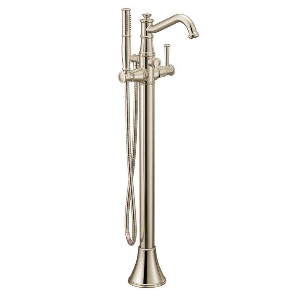 Belfield One-Handle Freestanding Floor Mount Tub Filler with Handshower, Polished Nickel