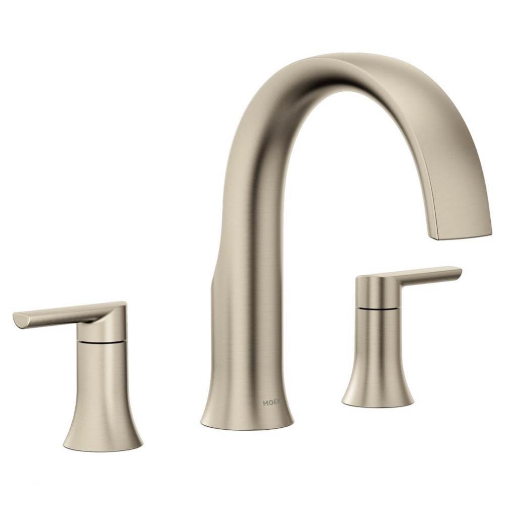 Doux 2-Handle Deck Mount Roman Tub Faucet Trim Kit in Brushed Nickel (Valve Sold Separately)