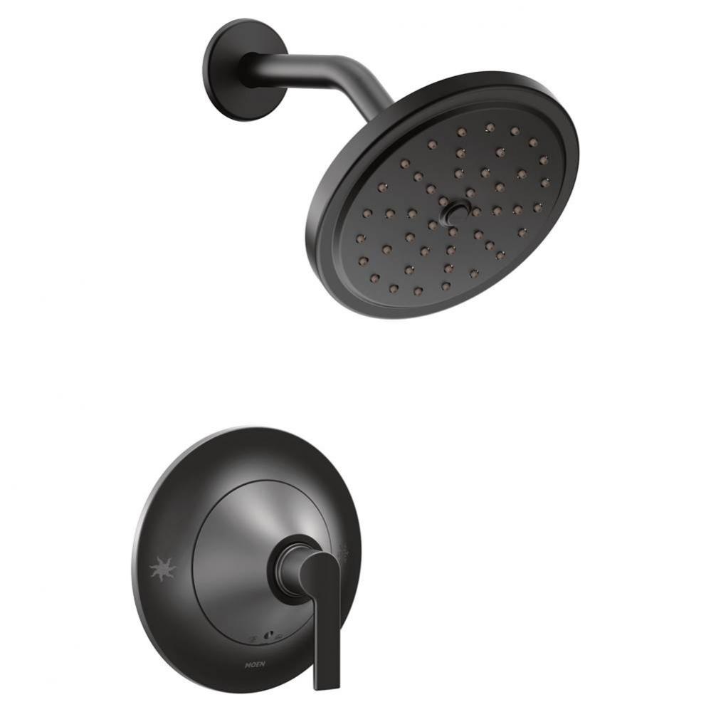 Doux Single-Handle Eco-Performance Posi-Temp Shower Faucet Trim Kit in Matte Black (Valve Sold Sep