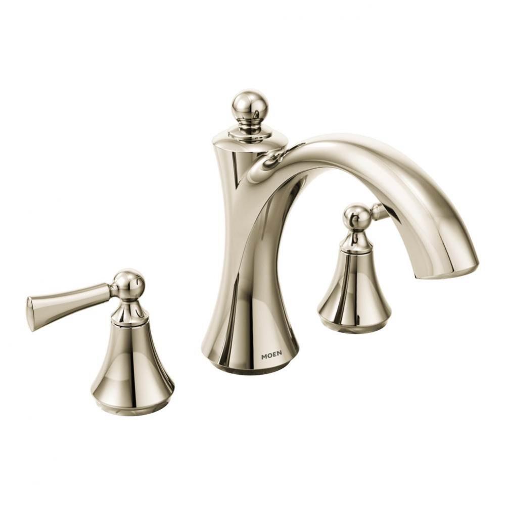 Wynford 2-Handle Deck-Mount Roman Tub Faucet in Polished Nickel (Valve Sold Separately)