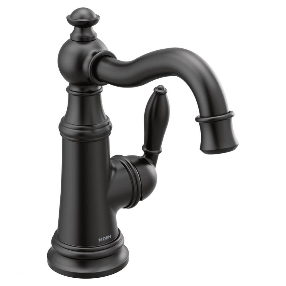 Weymouth One-Handle Single Hole Traditional Bathroom Sink Faucet with Drain Assembly, Matte Black