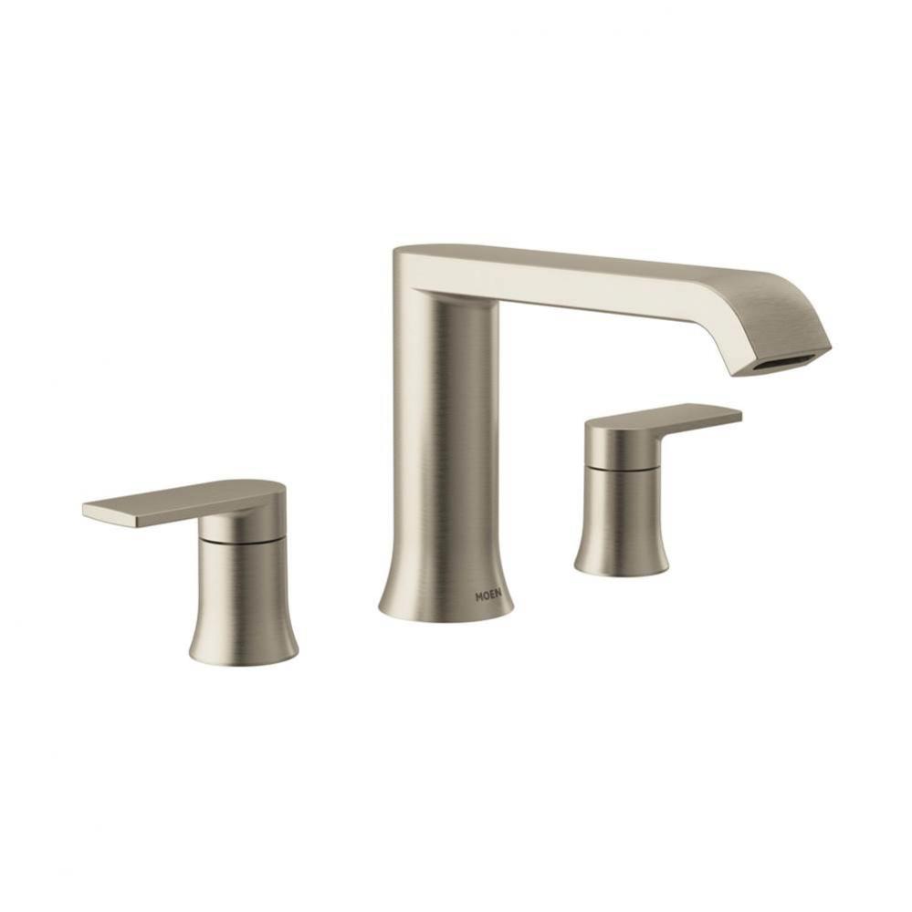 Genta LX 2-Handle Deck-Mount High Arc Roman Tub Faucet Trim Kit in Brushed Nickel(Valve Sold Separ