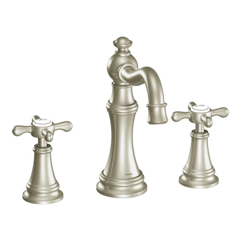 Weymouth 8 in. Widespread 2-Handle High-Arc Bathroom Faucet Trim Kit in Brushed Nickel (Valve Sold