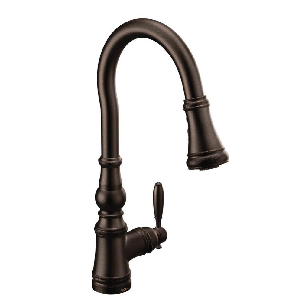 Weymouth Shepherd&apos;&apos;s Hook Pulldown Kitchen Faucet Featuring Metal Wand with Power Boost,
