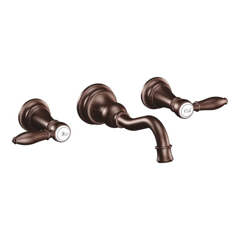 Weymouth 2-Handle Wall Mount High Arc Bathroom Faucet in Oil Rubbed Bronze (Valve Sold Separately)
