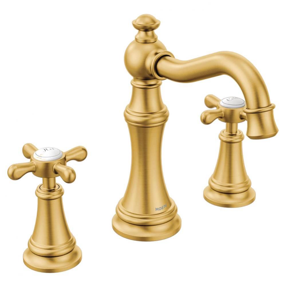 Weymouth Two-Handle Widespread Cross Handle Bathroom Faucet Trim Kit, Valve Required, Brushed Gold