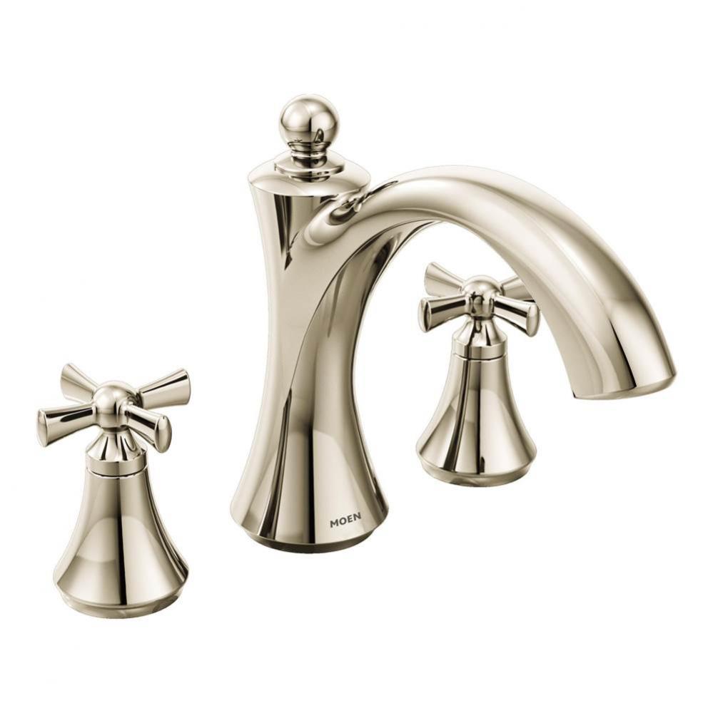 Wynford 2-Handle Deck-Mount Roman Tub Faucet in Polished Nickel