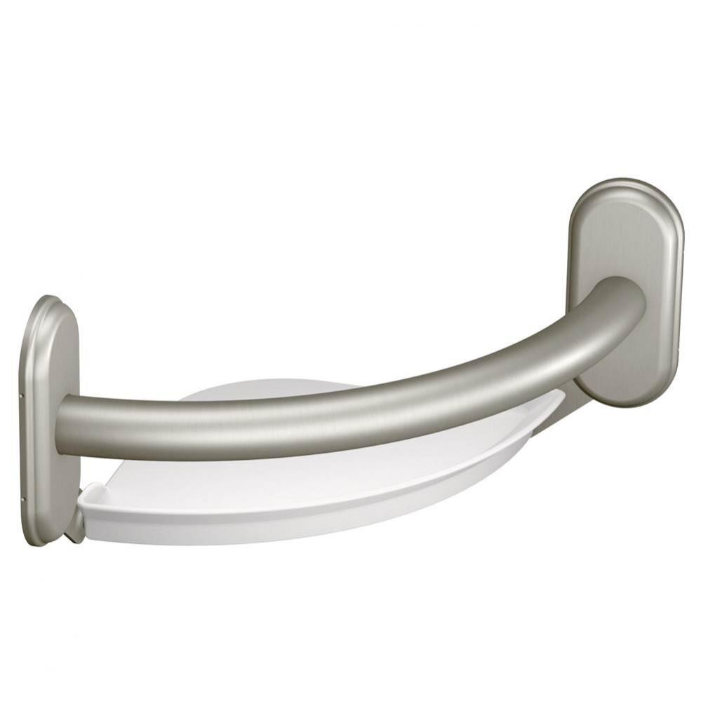 Brushed Nickel 9&apos;&apos; Grab Bar With Corner Shelf