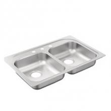 Moen G202153BQ - 33''x22'' stainless steel 20 gauge double bowl drop in sink