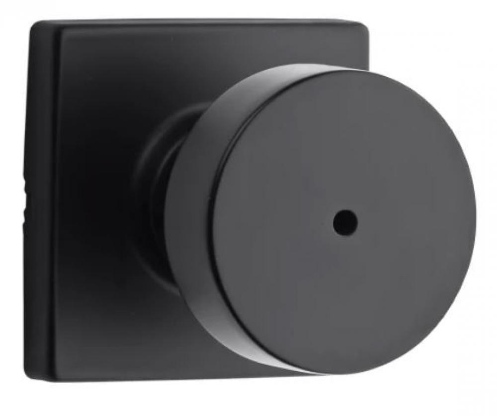 Kwikset Pismo Privacy Door Knob Set with Square Rose in Iron Black finish