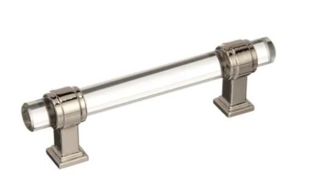 Glacio 3-3/4 in (96 mm) Center-to-Center Pull - Clear/Polished Nickel