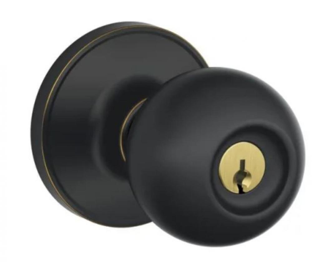 Schlage Corona Keyed Entry Single Cylinder Door Knob Set in Bronze