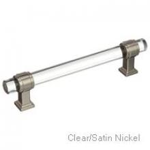 Ellen Lighting and Hardware Items BP36655CG10 - Glacio 5-1/16in(128mm) CTC Clear/Satin Nickel Cabinet Pull