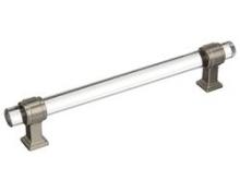 Ellen Lighting and Hardware Items BP36656CG10 - Glacio 6-5/16in(160mm) CTC Clear/Satin Nickel Cabinet Pull