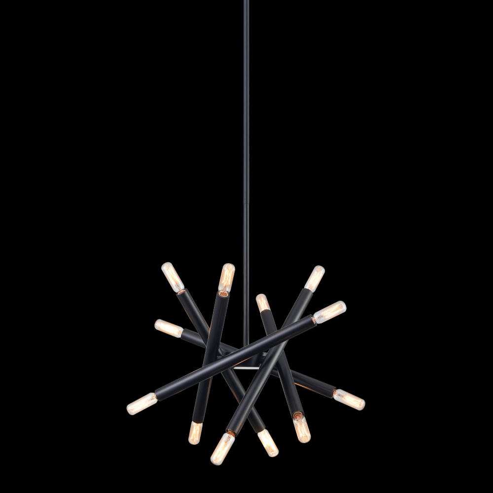 12-Light 14&#34; Adjustable Satin Brushed Black Sputnik Chandelier