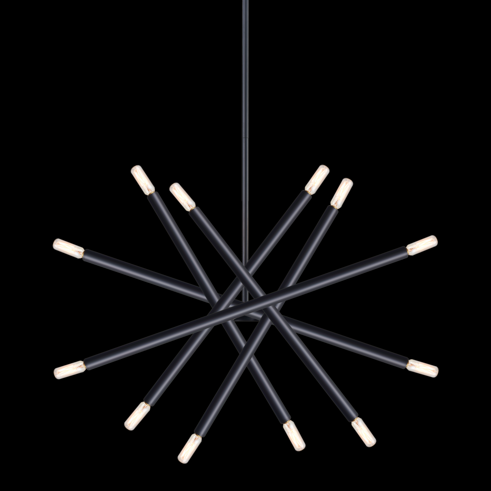 12-Light 32&#34;&#34; Adjustable Satin Brushed Black Sputnik Chandelier