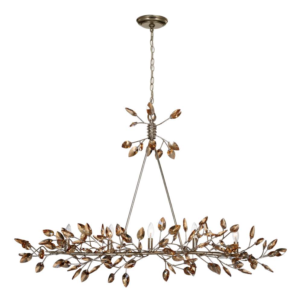 5-Light 49&#34; Organic Antique Gold Linear Chandelier