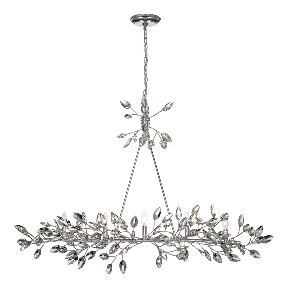 5-Light 49&#34; Organic Silver Leaf Linear Chandelier