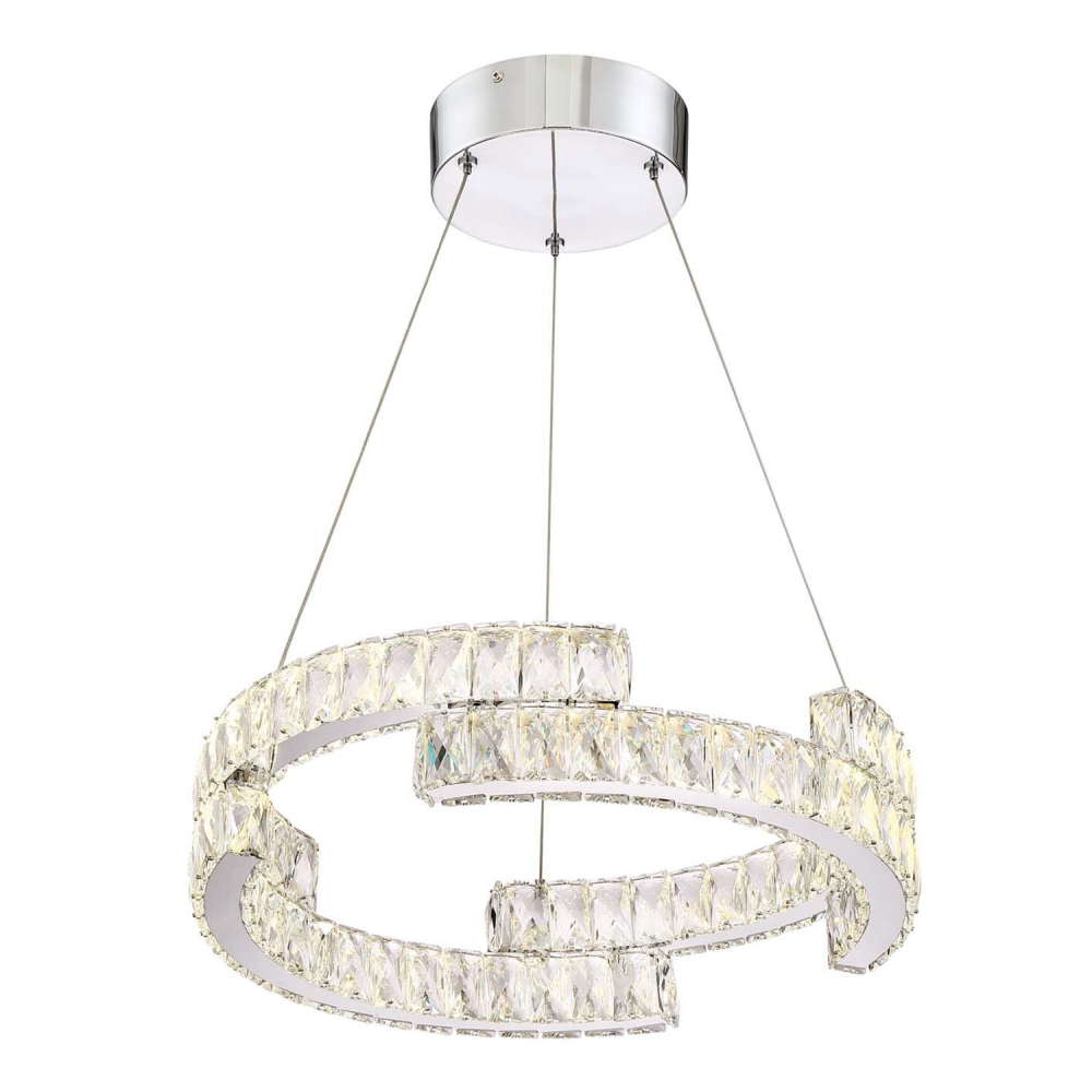 LED 20&#34; 3200K Segmental Crystal Ring Chandelier