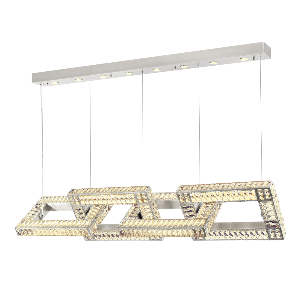 8-Light 67&#34; Rectangular Chain Linked Linear Polished Nickel Chandelier