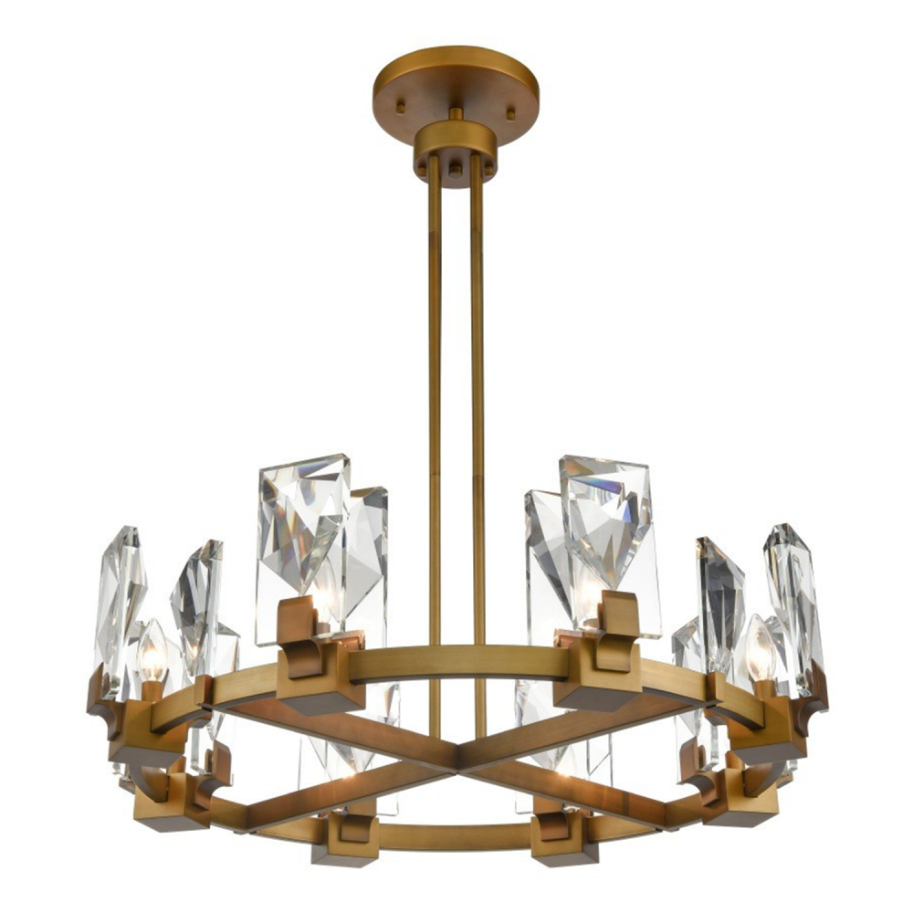 Horizon 32&#34; 8-Light, Round Crystal Chandelier in Aged Brass