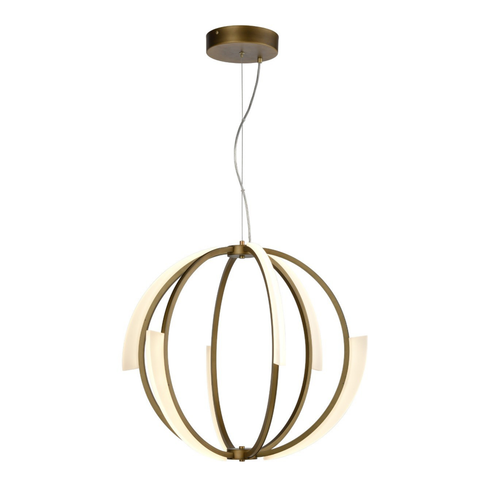 LED 26&#34; Aged Brass Geometrical Sphere Styled Chandelier