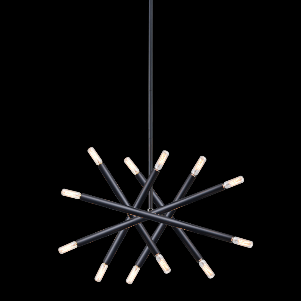 12-Light 21&#34; Adjustable Satin Brushed Black Sputnik Chandelier