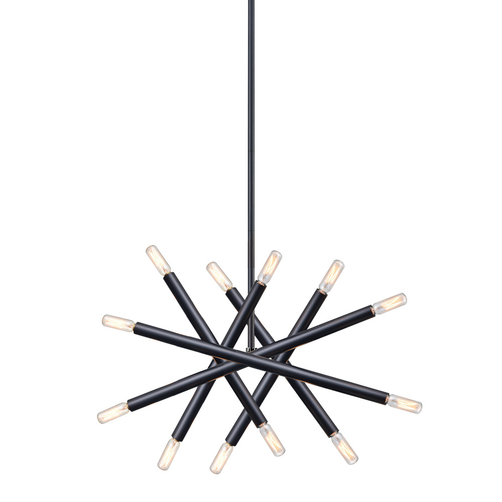 12-Light 21&#34; Adjustable Satin Brushed Black Sputnik Chandelier