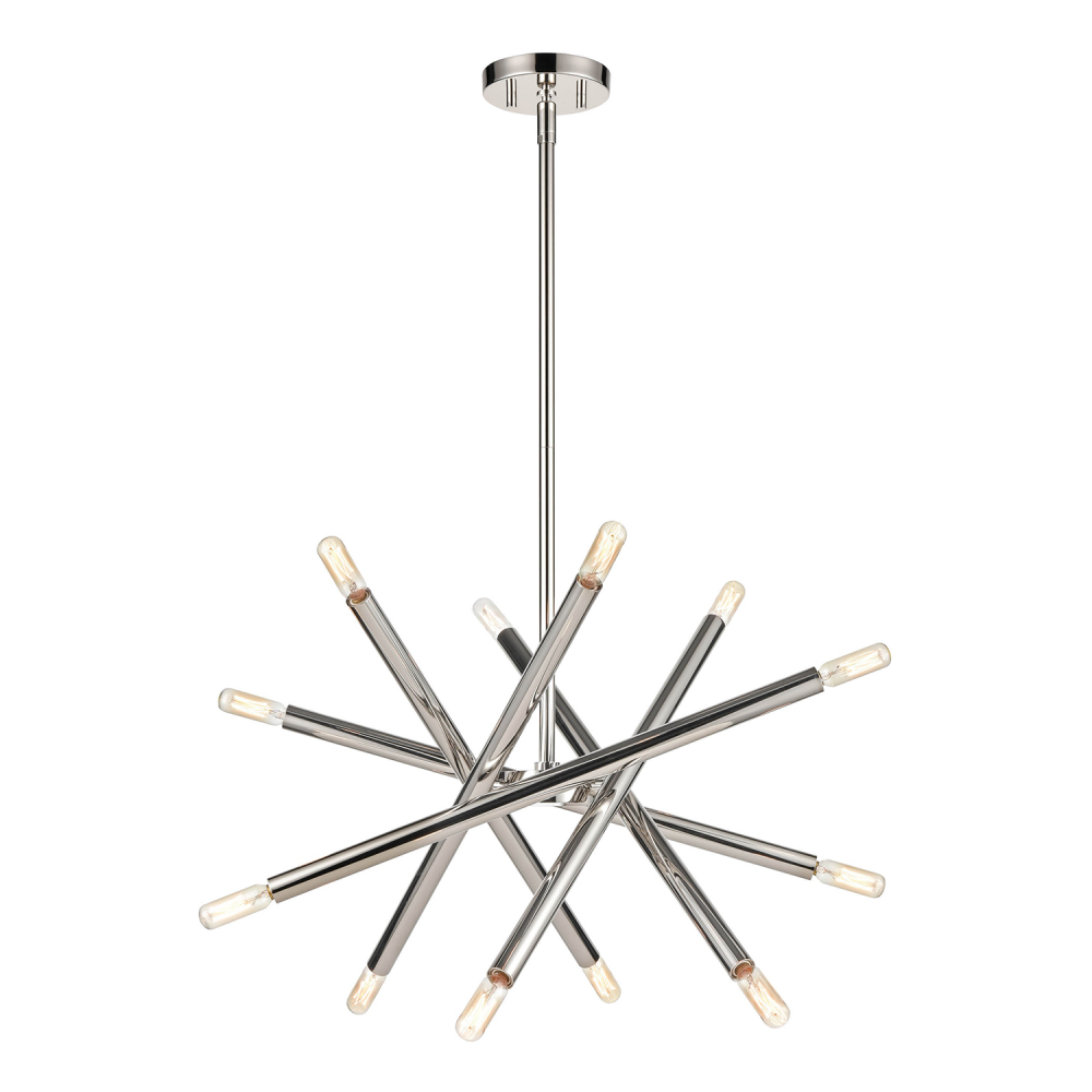 12-Light 21&#34; Adjustable Polished Nickel Sputnik Chandelier