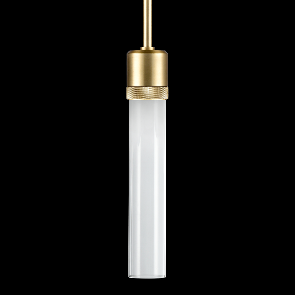 3&#34; LED 3CCT Vertical Cylindrical Pendant Light, 12&#34; Clear Glass and Aged Brass Finish