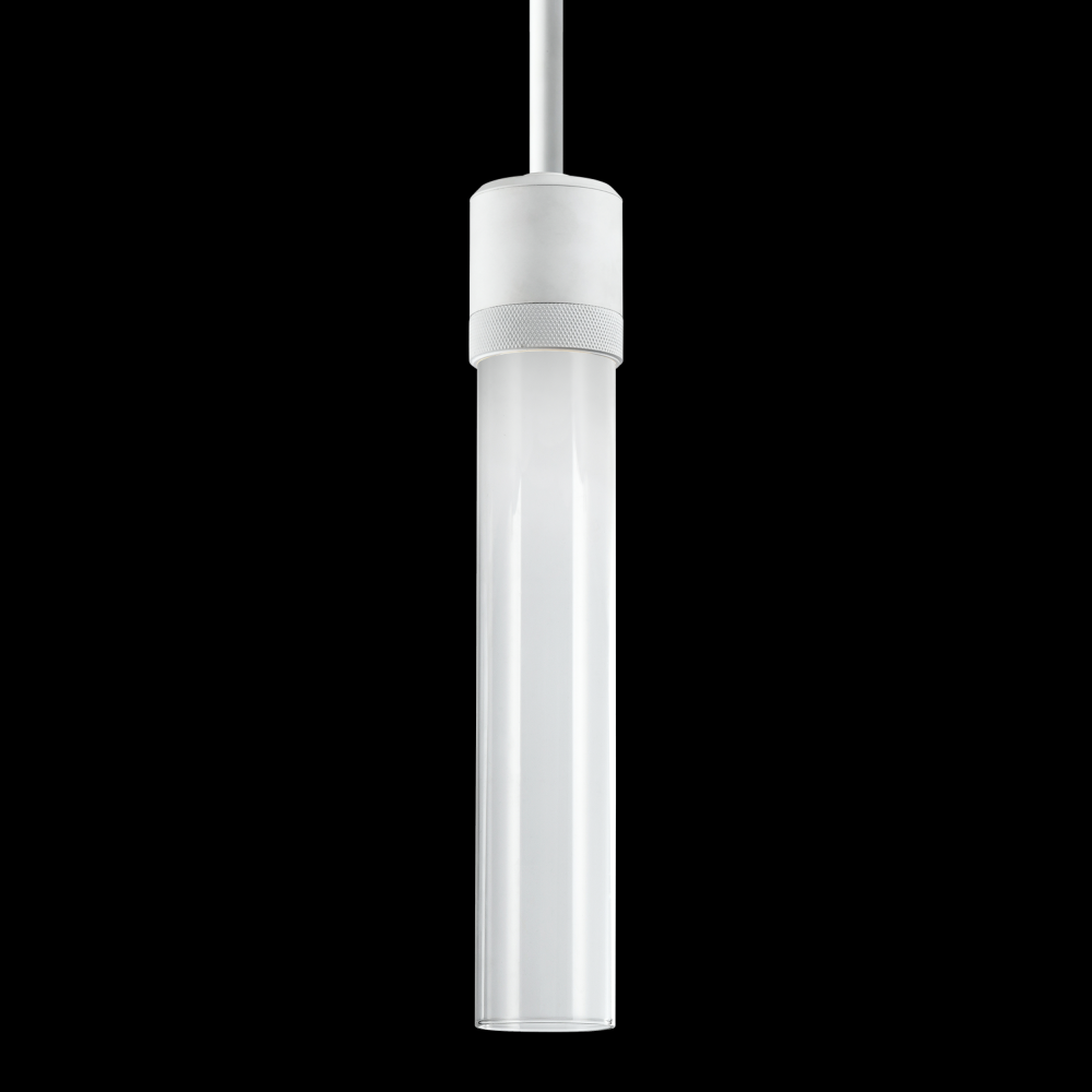 3&#34; LED 3CCT Vertical Cylindrical Pendant Light, 12&#34; Clear Glass and Matte White Finish