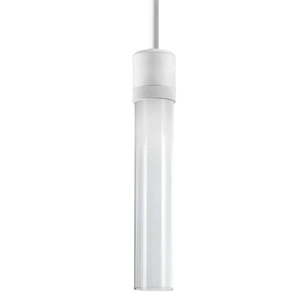 3&#34; LED 3CCT Vertical Cylindrical Pendant Light, 12&#34; Clear Glass and Matte White Finish