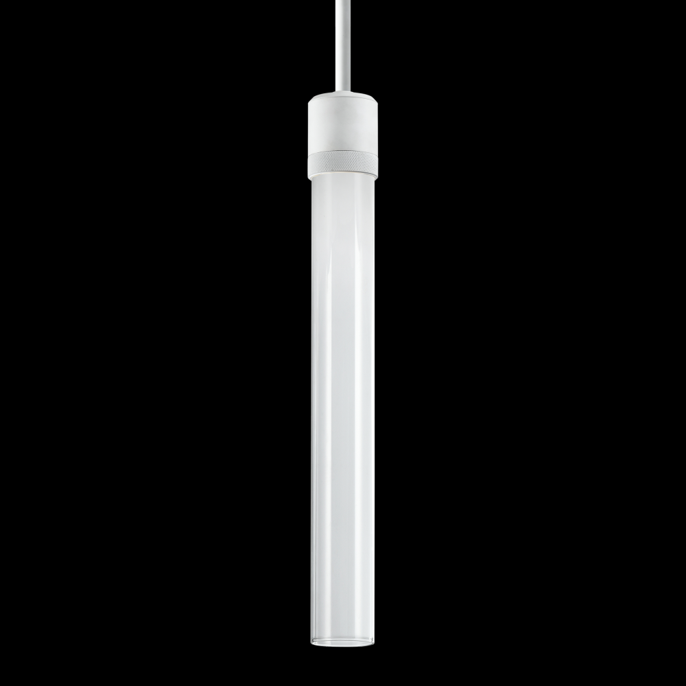 3&#34; LED 3CCT Vertical Cylindrical Pendant Light, 18&#34; Clear Glass and Matte White Finish