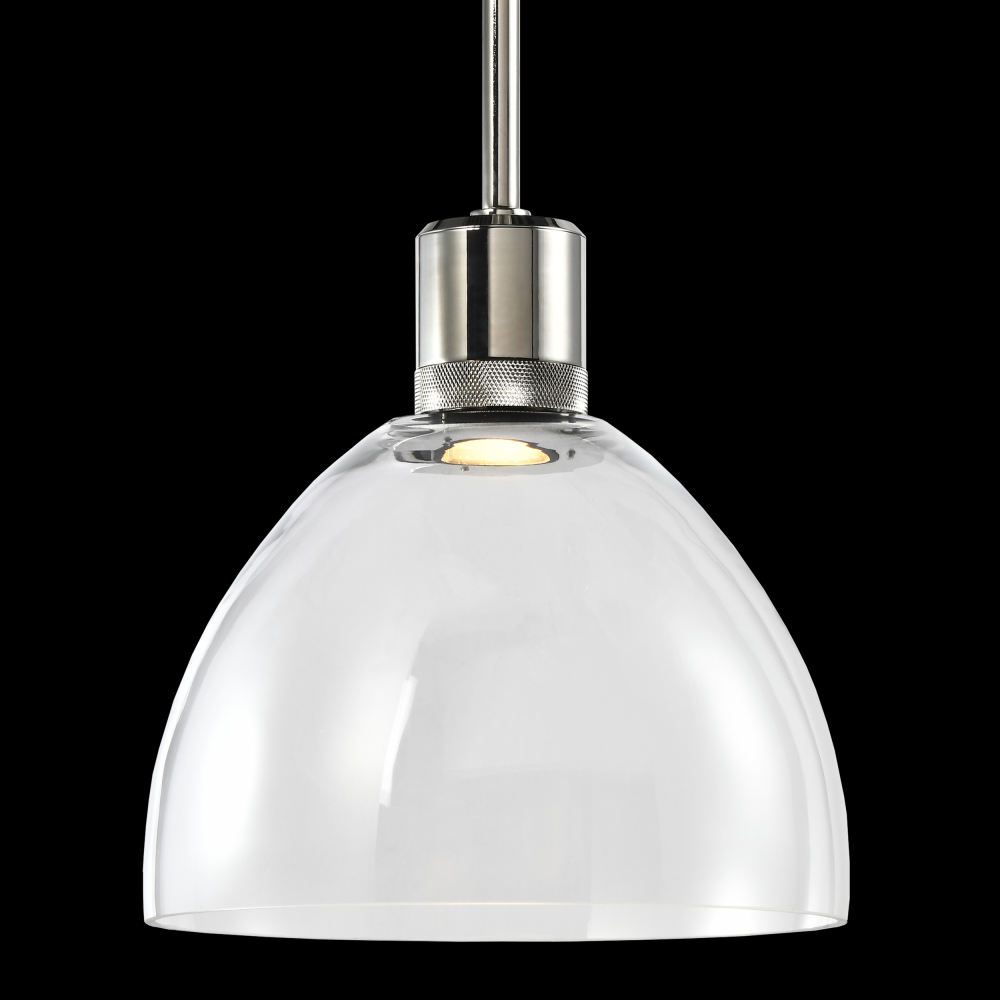 10&#34; LED 3CCT Clear Dome Glass Pendant Light and Polished Nickel Metal Finish