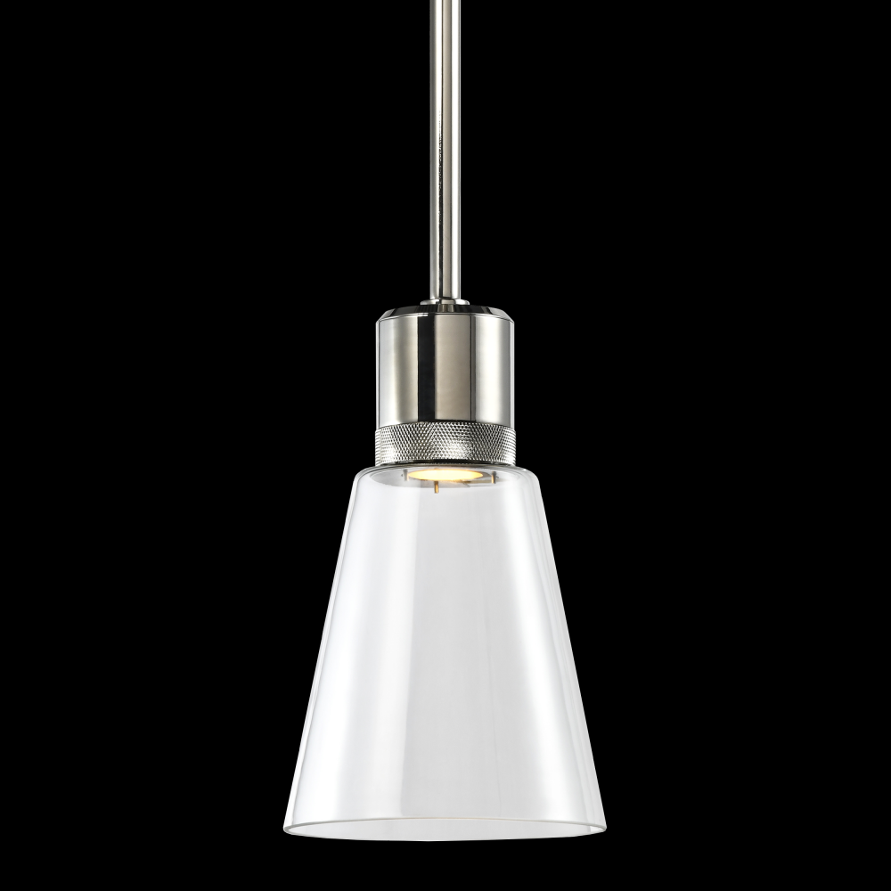 7&#34; LED 3CCT Clear Bell Glass Pendant Light, Polished Nickel Metal Finish
