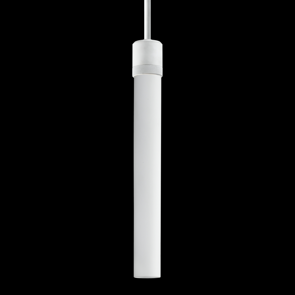 3&#34; E26 Cylindrical Pendant Light, 18&#34; Frosted Glass and Matte White Finish