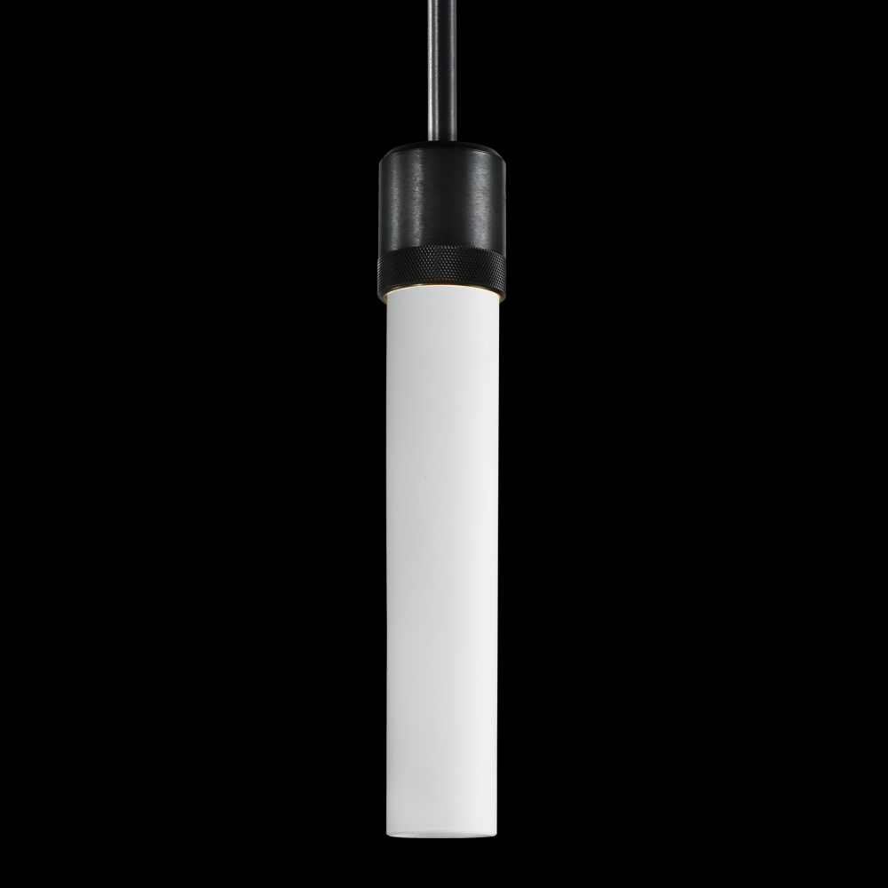 3&#34; E26 Cylindrical Pendant Light, 12&#34; Frosted Glass and Satin Brushed Black Finish