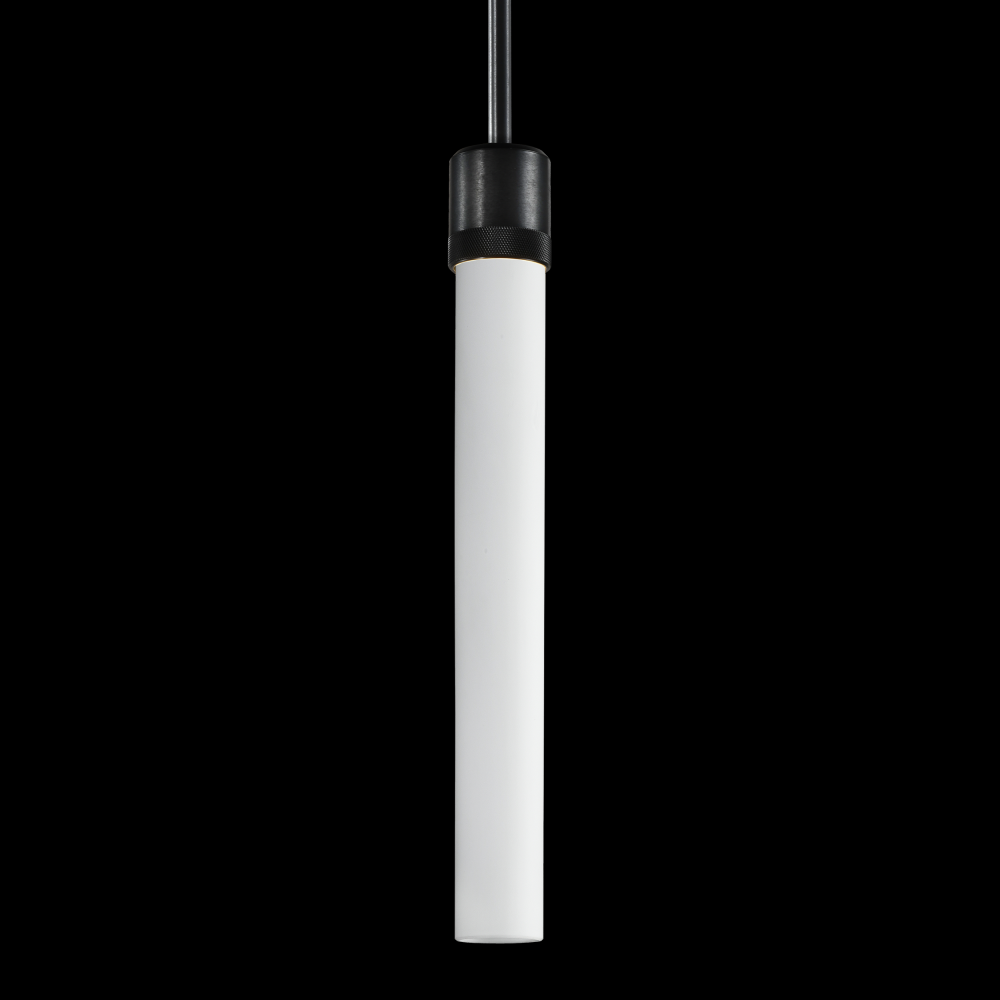 3&#34; E26 Cylindrical Pendant Light, 18&#34; Frosted Glass and Satin Brushed Black Finish