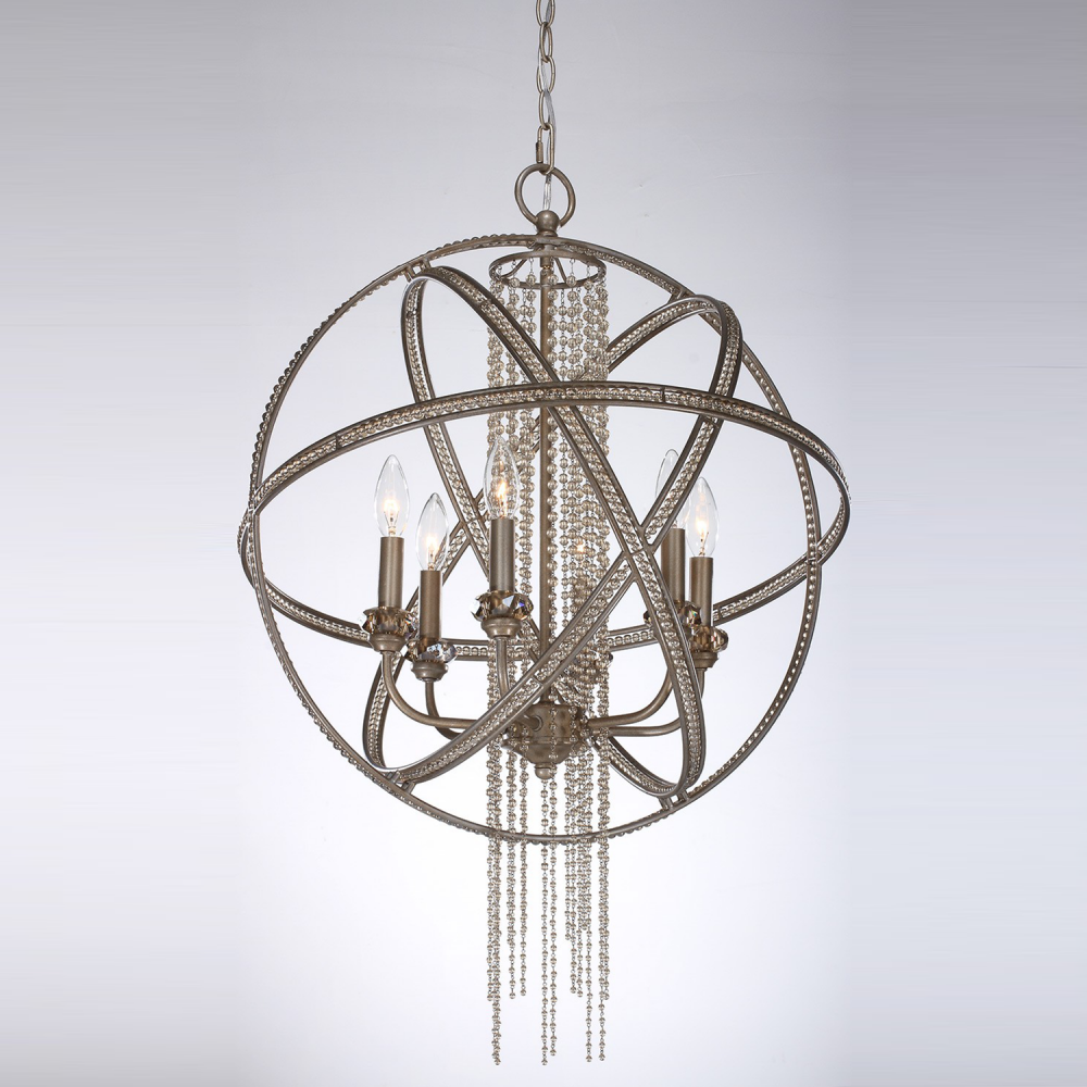 6-Light 22&#34; Orbital Crystal Chandelier