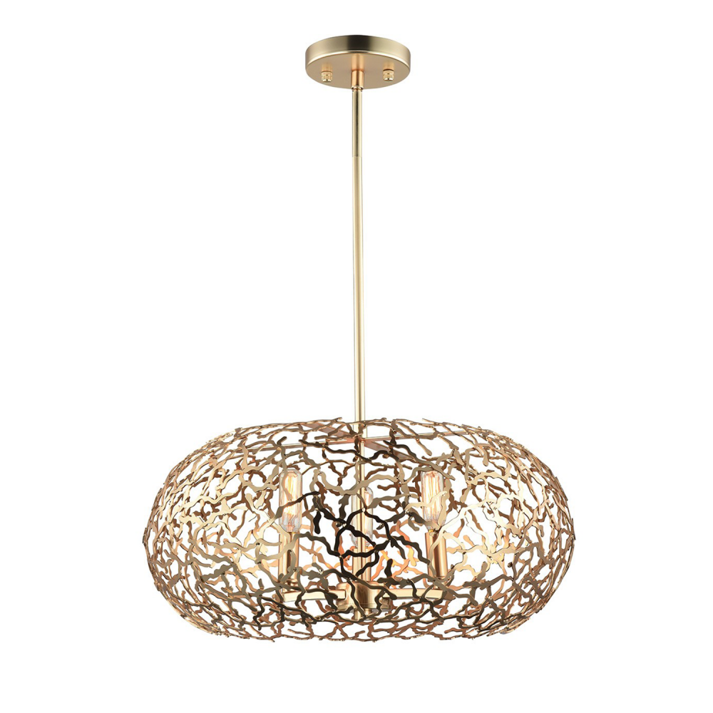 6-Light 18&#34; Organic Matte Gold Oval Shade Pendant Light