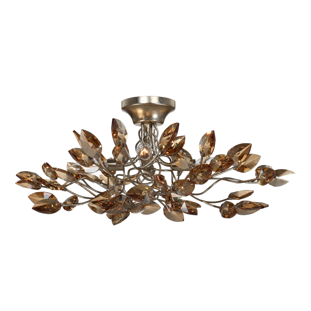 4-Light 22&#34; Organic Antique Gold Semi-Flush Mount