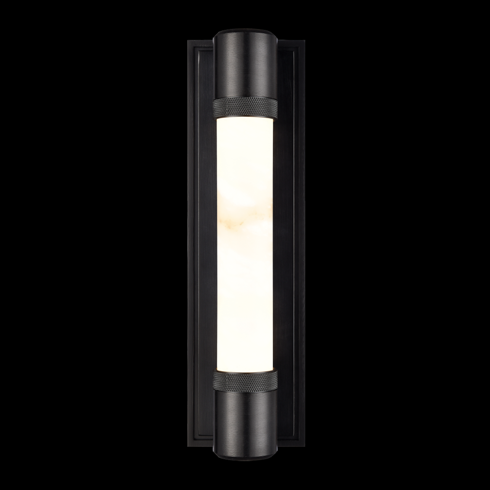 LED 3CCT Fuse Wall Sconce, 12&#34; Spanish Alabaster Shade and Satin Brushed Black Finish