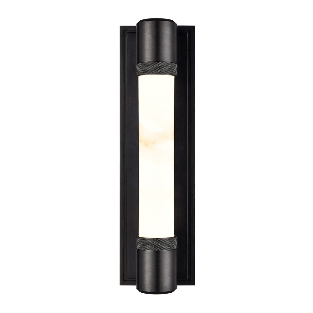 LED 3CCT Fuse Wall Sconce, 12&#34; Spanish Alabaster Shade and Satin Brushed Black Finish