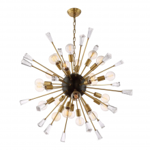 ZEEV Lighting CD10163-24-AGB+MBK - 24-Light 40" Aged Brass Rock Crystal Sputnik Chandelier