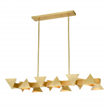 ZEEV Lighting CD10340-12-AGB - 12-Light Geometric Triangular Aged Brass Linear Pendant