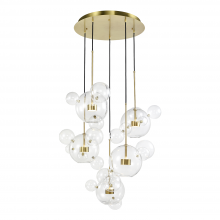 ZEEV Lighting CD10380-10-AGB - 10-Light LED 44" Aged Brass Round Glass Multi-Pendant