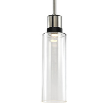 ZEEV Lighting P11703-LED-PN-K-SBB-G15 - 6" LED 3CCT Cylindrical Drum Pendant Light, 18" Clear Glass and Polished Nickel with Black M