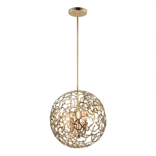 ZEEV Lighting P30038-3-SG - 3-Light 14" Organic Matte Gold Metal Globe Pendant