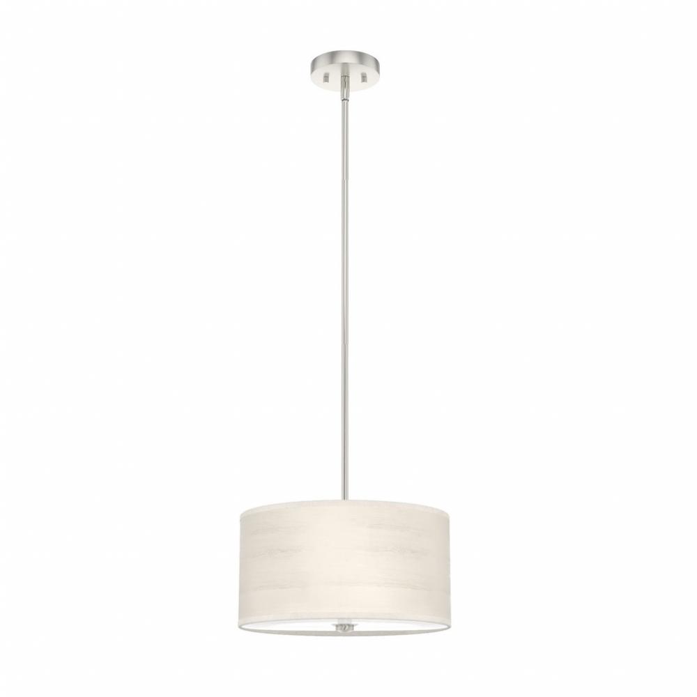 Brushed Nickel with Painted Cased White Glass 3 Light Pendant Ceiling Light Fixture