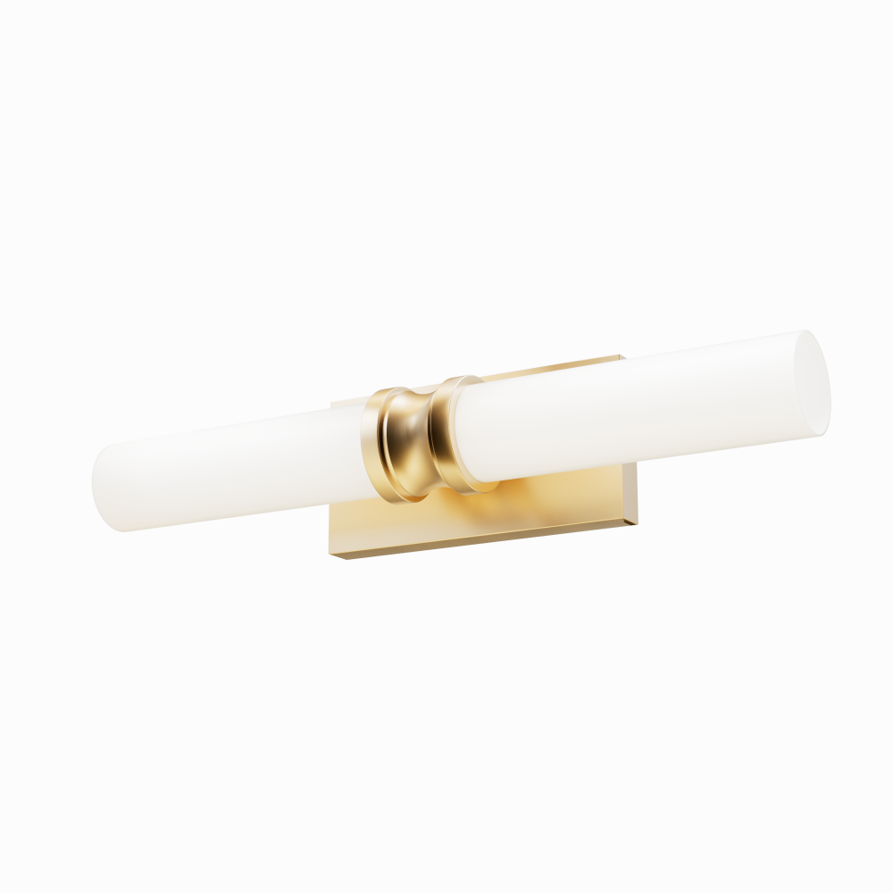 Hunter Lenlock Alturas Gold with Cased White Glass 2 Light Bathroom Vanity Wall Light Fixture